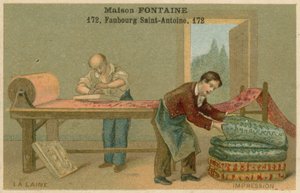 Maison Fontaine Handelskarte, Wollendruck von French School