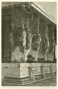 Mandapam der Hundert Säulen, in Kanchipuram von French School