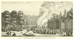 Puppen des Papstes verbrannt im Palais-Royal, am 16. April 1791, nach Bertault von French School