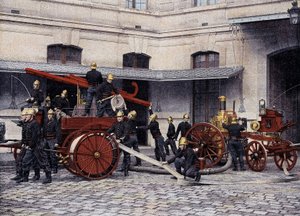 Gesamtmanöver der Pariser Feuerwehrleute - in „Militäralbum“ - Feuerwehr