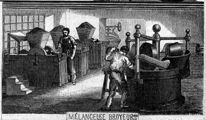Schokoladenherstellung: Misch- und Mahlmaschinen. Fabrik von M. Masson, Paris von French School