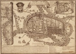 Karte von Ayutthaya, 1686 von French School