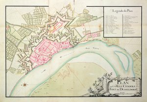 Karte von Düsseldorf (Feder & Tinte auf Papier) von French School