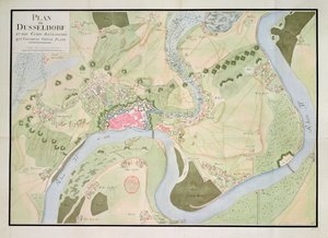 Karte von Düsseldorf und befestigten Lagern