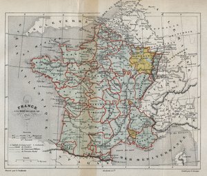 Karte von Frankreich beim Tod von Ludwig XIV. im Jahr 1715 - Plan de La France à la mort de Louis XIV en 1715 - Gravur in „Histoire de France“ von Victor Duruy (1811-1894) - 1882
