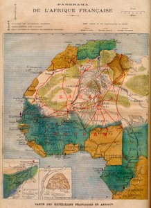 Karte der französischen Expeditionen in Afrika, Illustration aus „Le Petit Journal“ vom 5. März.