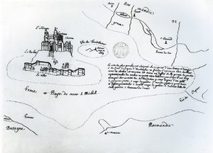 Karte der Bucht von Mont Saint-Michel (Feder und Tinte auf Papier)
