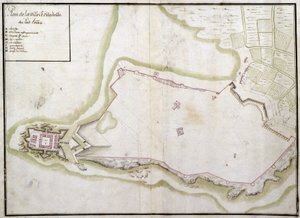 Karte der Stadt und Zitadelle von Port Louis von French School