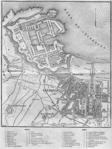 Karte der Stadt und des Hafens von Cherbourg, Manche (50) von French School
