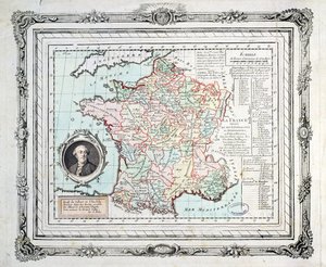 Karte der Regionen und Bezirke Frankreichs, bekannt als die Carte de Necker, 1789