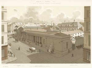 Markt des Tempels, 1840, und Kloster der ewigen Anbetung des Heiligen Sakraments von French School