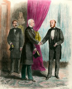 Marschall Mac Mahon (1808-1898) besucht den neuen Präsidenten der Republik Jules Grévy (1807-1891) nach der Präsidentschaftswahl 1879. Private Sammlung. von French School