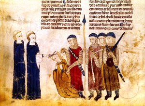 Margarete von Burgund (1290-1315), Ehefrau des französischen Königs Ludwig X., wird wegen Ehebruchs geschoren von French School