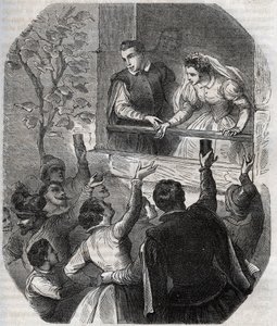 Heirat von Martin Guerre (um 1524) und Bertrande de Rols in Artigat (Ariege) am 15. Mai 1539. Gravur von 1871 in „Histoire Des Cocuses Celebres“ von Henry de Kock (1819-1892)