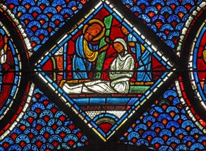 Maria-Magdalena-Fenster: Lazarus - seine Auferstehung von French School