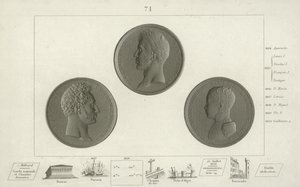 Medaillons von Karl X. von Frankreich und seinem Sohn Louis Antoine, Herzog von Angoulême und Enkel Heinrich, Herzog von Bordeaux von French School