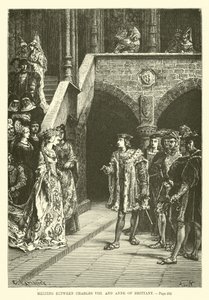 Begegnung zwischen Karl VIII und Anne von Bretagne von French School