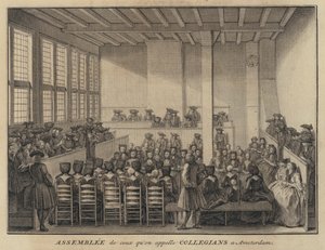 Versammlung der Kollegianten in Amsterdam, Niederlande (Gravur) von French School