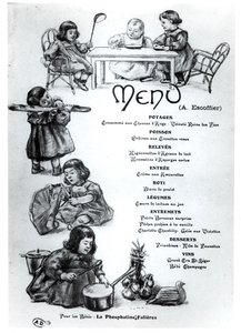 Menü erstellt von Auguste Escoffier (1846-1935) für Kinder und Babys, ca. 1900 von French School
