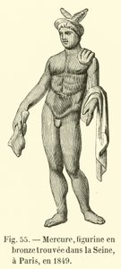 Merkur, Bronzefigur, gefunden in der Seine, Paris, 1849