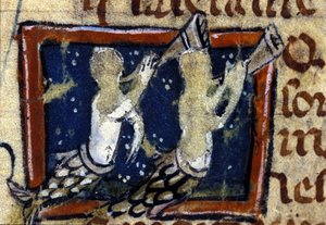 Meerjungfrauen dargestellt in einem französischen Bestiarium des 14. Jahrhunderts. Mailand, Biblioteca Trivulziana.
