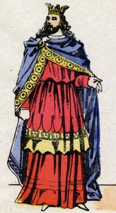 Merowingische Dynastie: Porträt von Childerich III. (714-755) König der Franken von 743 bis 751. Epinal-Bildgebung aus dem späten 19. Jahrhundert. Private Sammlung. von French School