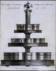Metallarbeiten: Ein Satz Likörbecher auf einem Ständer, 1780-96 von French School