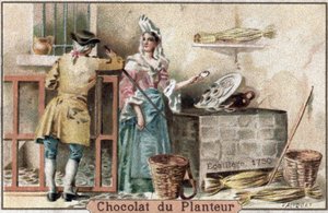 Verschwundener Beruf: Darstellung einer Austernverkäuferin mit typischer Haube, Paris 1750 von French School
