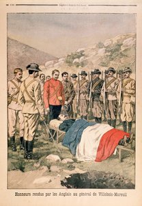 Militärische Ehren für General Georges de Villebois-Mareuil (1847-1900) durch die Briten auf dem Friedhof von Boshof, Illustration aus Le Petit Journal, 29. April 1900
