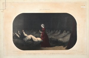 Miss Nightingale im Krankenhaus in Scutari, veröffentlicht von Jacomme et Dufat, Paris, 1856 von French School