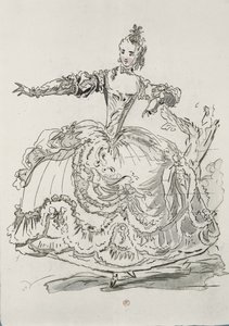 Miss Puvigne als Die Lebende Statue, in Pigmalion, einem Libretto von Lamotte, komponiert von Jean-Philippe Rameau, 1748 (Farbstich) von French School