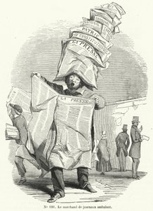 Mobiler Zeitungsverkäufer (Stich) von French School
