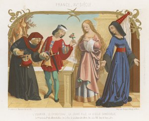 Geldverleiher, Knappe, eine junge Frau und eine alte Frau von French School