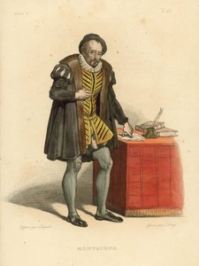Montaigne (kolorierte Gravur) von French School