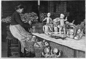 Montreuil-Puppenfabrik im Jahr 1888. von French School