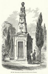 Denkmal in Nantes für den französischen General Jean Baptiste Fidele Brea, hingerichtet von Revolutionären während des Juniaufstands in Paris 1848 (Stich) von French School