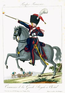 Berittener Kanonier der Königlichen Garde, aus Troupes Francaises, veröffentlicht bei Basset, Paris, um 1790 von French School