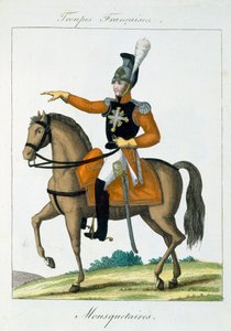 Berittener Musketier, aus Troupes Francaises, veröffentlicht bei Basset, Paris, um 1790