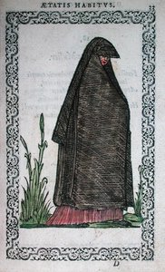 Trauerkleidung aus Bayonne, Illustration aus einem Kostümbuch, veröffentlicht in Antwerpen von French School