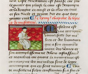 Ms.Fr.22532 Fol.118 Leprakranker, aus Le Livre des Proprietez des Choses von Barthelemy lAnglais von French School