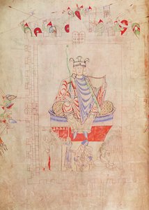 Ms. 1215 t.3 fol.13v König David in Majestät im Zentrum von Jerusalem, 1109 von French School