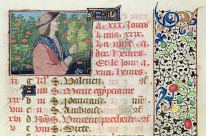 Ms 134 April: Blumen pflücken, aus einem Stundenbuch