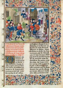 Grundsteinlegung des Klosters der Minderbrüder in Valenciennes, aus der Histoire des Nobles Princes de Hainaut von Jacques de Guise