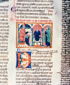 Ms 150 f.61v Ein Urteil, aus den Dekreten von St. Gregor IX. von French School