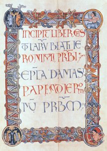 Ms 154 fol.3 Textseite mit einem blumigen Rand, aus den Briefen des Hl. Hieronymus von French School