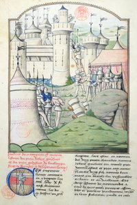 Ms 1560 Eroberung Jerusalems im Jahr 1099 durch Gottfried von Bouillon und die Kreuzfahrer während des Ersten Kreuzzugs, Miniatur aus Fleur des Histoires von French School