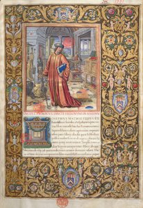 Ms. 1581 f. 001 Flavius Josephus in seinem Arbeitszimmer, Illustration für das Prolog der Antiquitates Judaicae von Flavius Josephus, ca. 1503