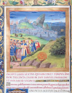 Ms. 1581 f. 108v Illustration aus Buch VI (Vom Tod des Eli bis zum Tod Sauls), Kapitel 1 der Antiquitates Judaicae von Flavius Josephus