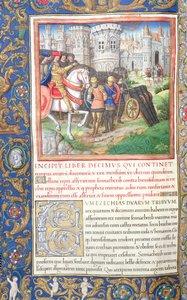 Ms. 1581 f. 195v Illustration aus Buch X (Von der Gefangenschaft der zehn Stämme bis zum ersten Jahr des Kyros), Kapitel 1 der Antiquitates Judaicae von Flavius Josephus von French School