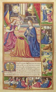 Ms 17 fol.2 Die Verkündigung und die Kindheit Christi, aus Vie des Femmes Celebres, ca. 1505 von French School